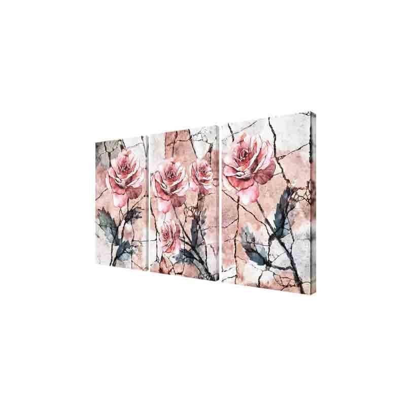 Pink Rose Poly Canvas Wall Art - Set of Three media 4