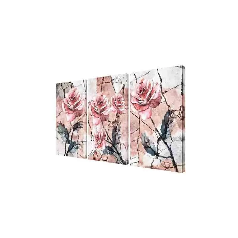 Pink Rose Poly Canvas Wall Art - Set of Three media 4