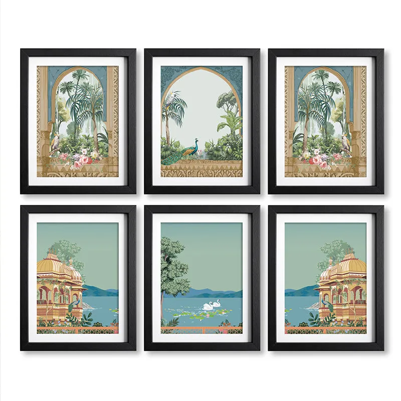 Mughal Archways Wall Art With Frame - Set Of Six media 6