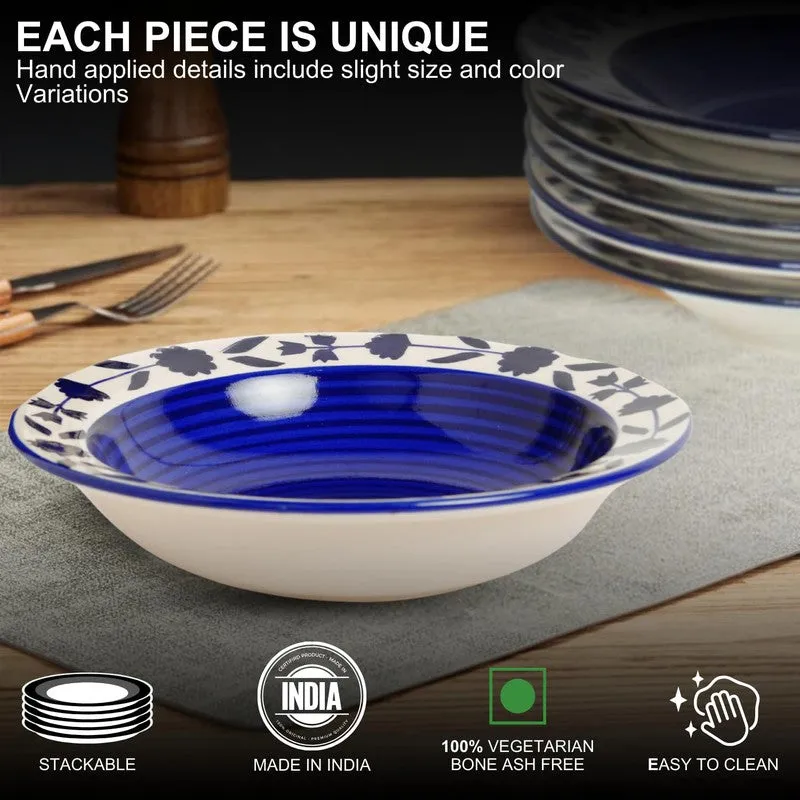 Regal Handcrafted Ceramic Pasta Plate (Blue) - Set Of Six media 5