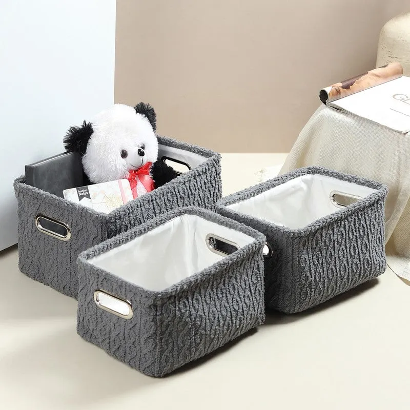 UrbanNest Fabric Storage Basket (Black) - Set Of Three media 1