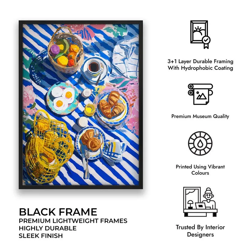 Blue Tableau Canvas Wall Painting - Black Frame media 9