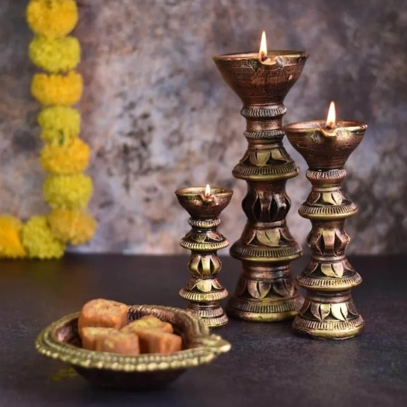 Vintage Charm Diya - Set Of Three media 3