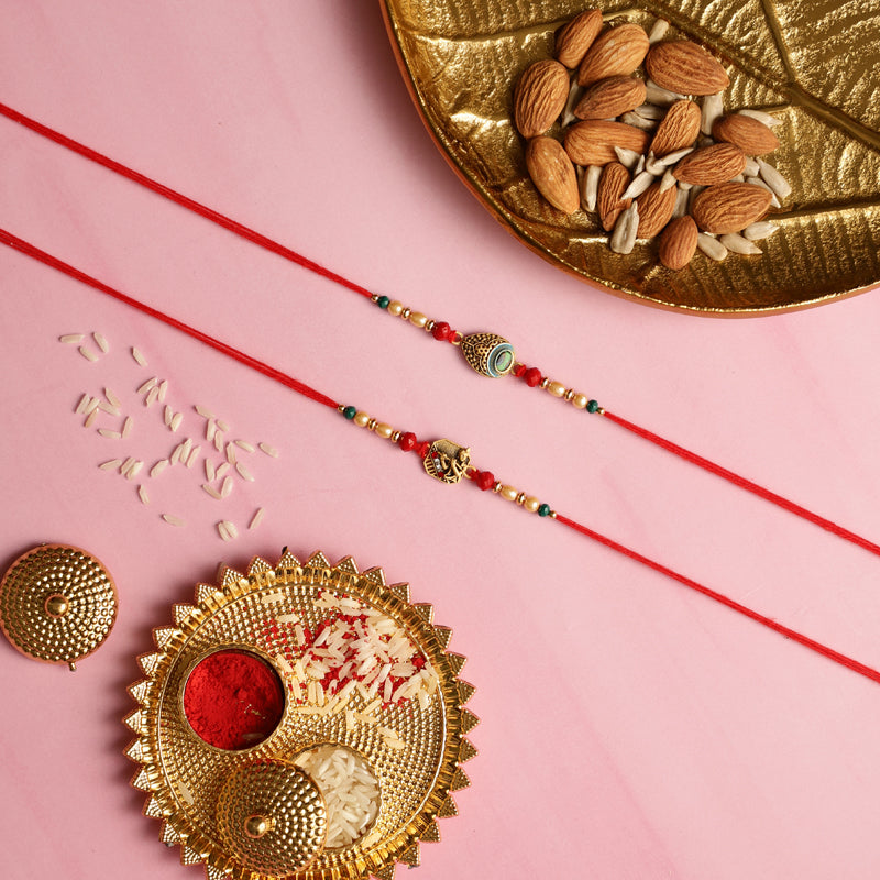 Krishna Rakhi with Roli Chawal - Three Piece Set
