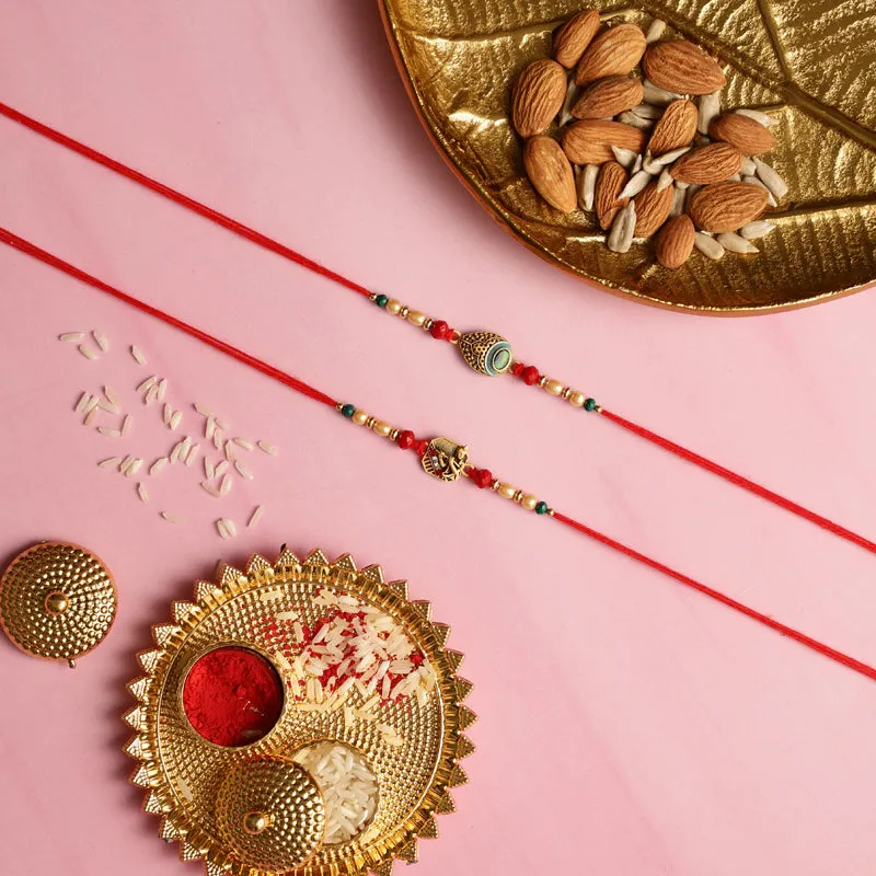 Krishna Rakhi with Roli Chawal - Three Piece Set media 1