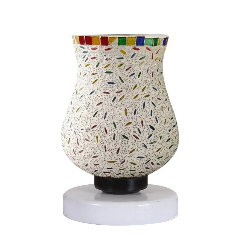 Gloriva Mosaic Glass Table Lamp With Wooden Base - Multicolor media 5
