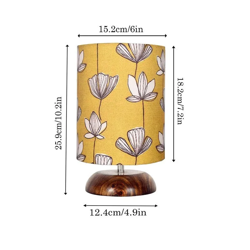 GraceAura Elegant Wooden Table Lamp - Yellow,White,Brown media 7