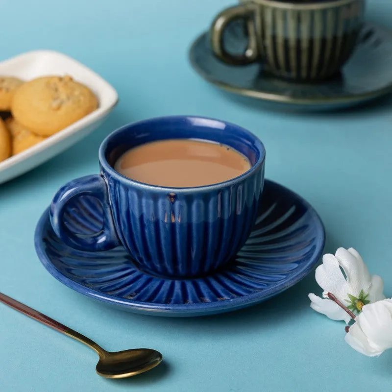 Siplet Cup & Saucer (Blue/150 mL Each) - Set of Six media 5