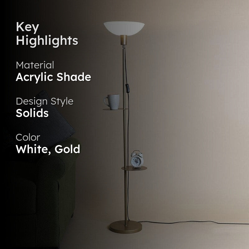 Corvina Gold Floor Lamp With Shelf media 2