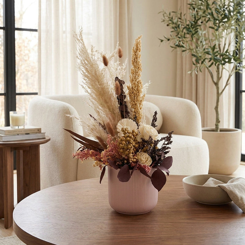 Liyana Solawood Flower Bunch In Ceramic Pot