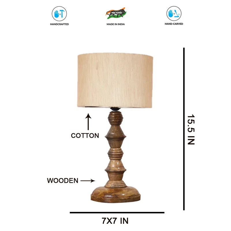 Cotin I Timber Wooden Table Lamp - Beige,Brown media 7