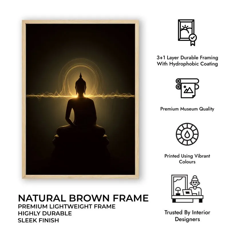 Silence Of Buddha Archival Paper Wall Painting With Brown Frame media 9