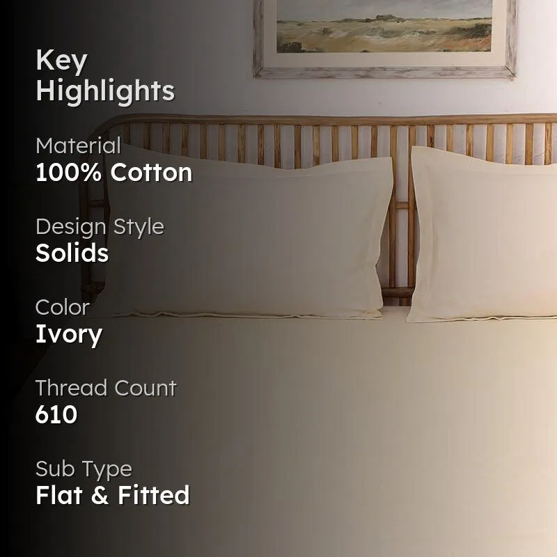 Dreamy Delight Cotton Bedsheet (Off White) - 610 TC media 2