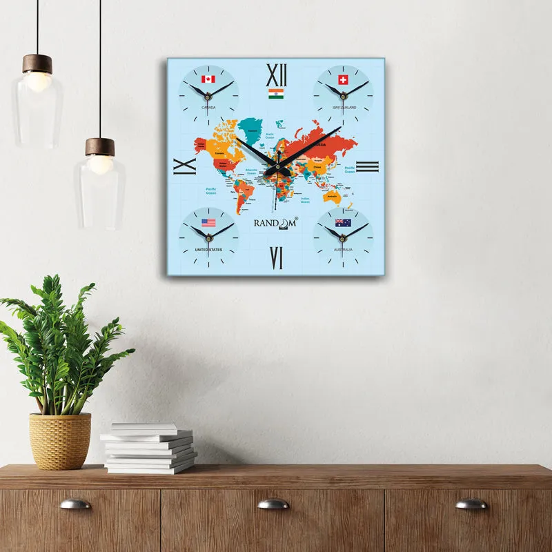 World Time Zone Wall Clock - Sky Blue media 1