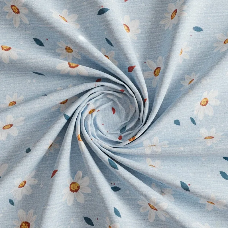 Daisy Blush Printed Cotton Bedsheet (Blue) - 200 TC media 5