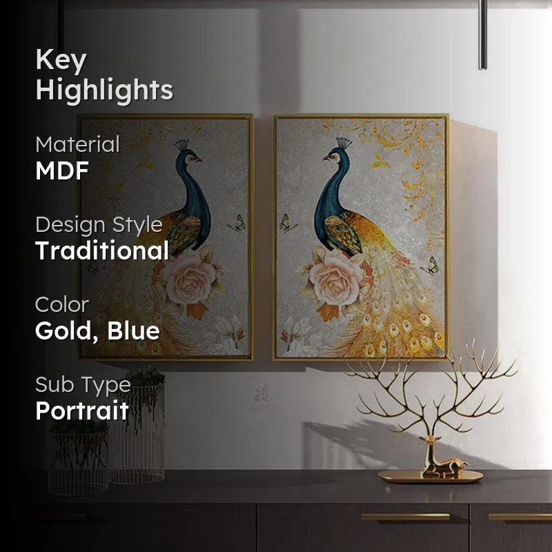 Peacock Duo Dream Wall Painting - Set Of Two media 2