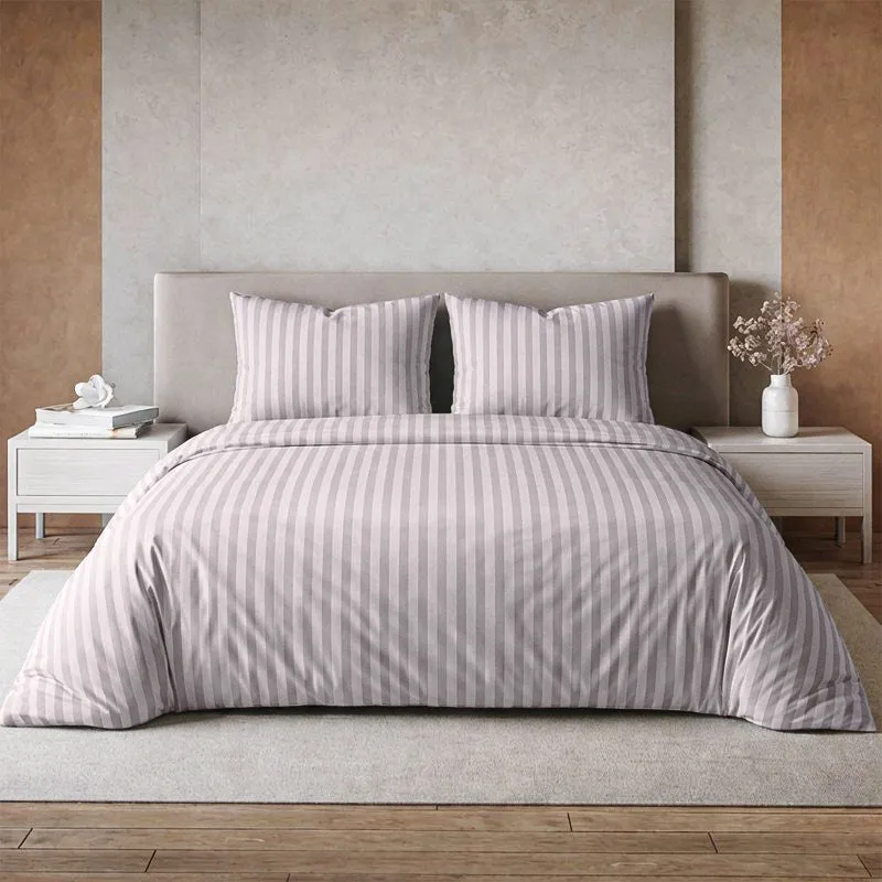 Elias Striped Cotton Bedsheet (400 TC) - Pink media 1