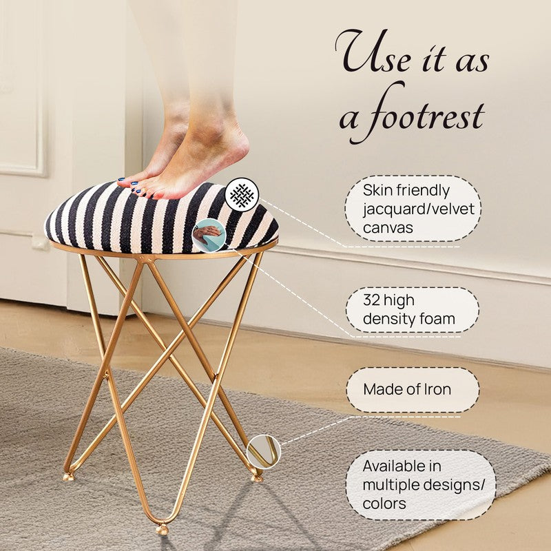 Jada Velvet Stool (Black & White) - Set Of Two media 5
