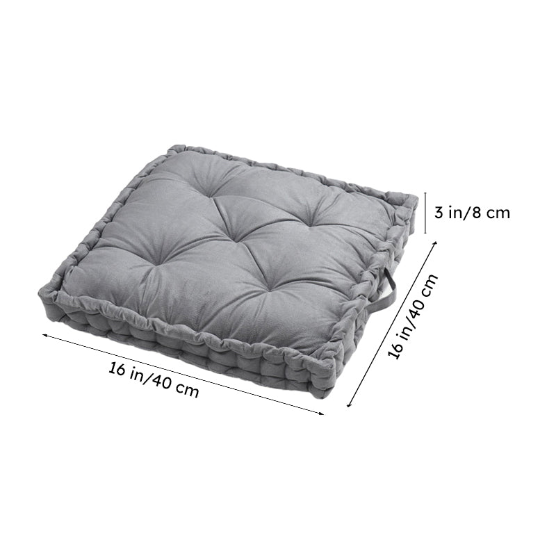 Roe Velvet Floor Cushion - Grey media 6