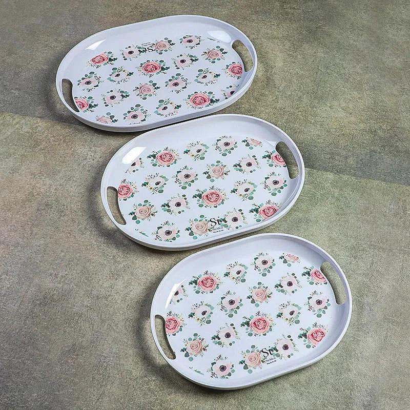 Vintage Fleurs Melamine Serving Tray - Set Of Three media 4