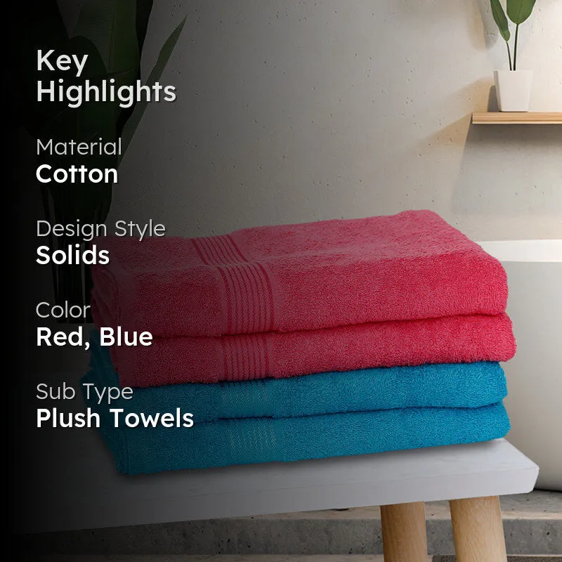 Nuage Cotton Bath Towel (Blue & Pink) - Set Of Four media 2