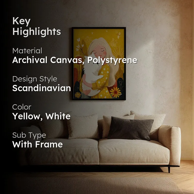 Golden Snuggle Canvas Wall Painting - Black Frame media 2