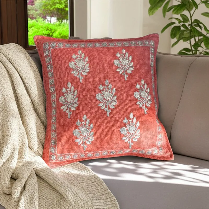 Blossoms Embroidered cushion cover media 3