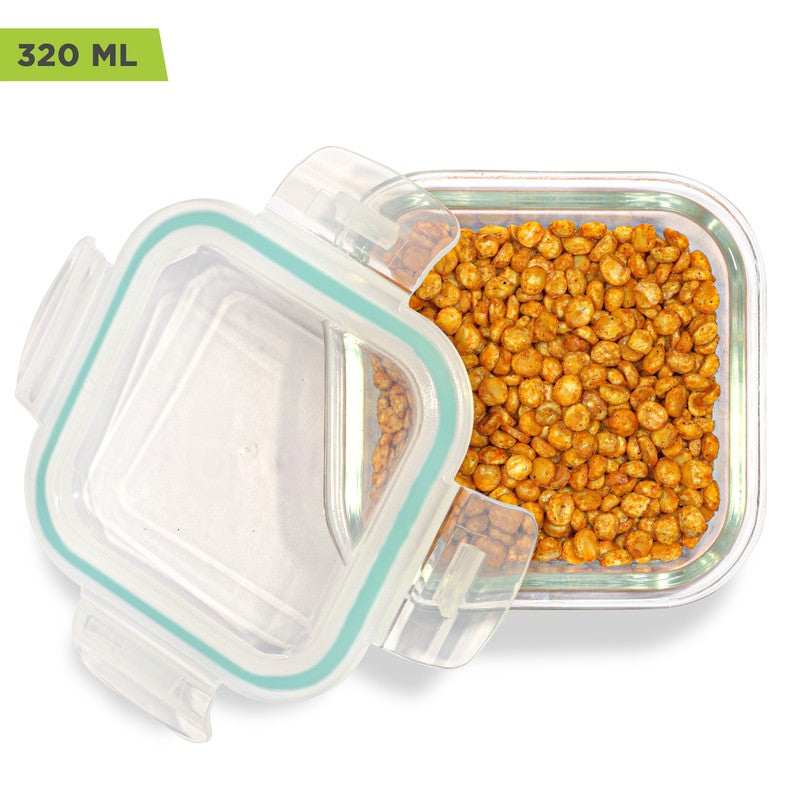 Oliva Square Glass Storage Container (320 ML Each) - Set Of Four media 9