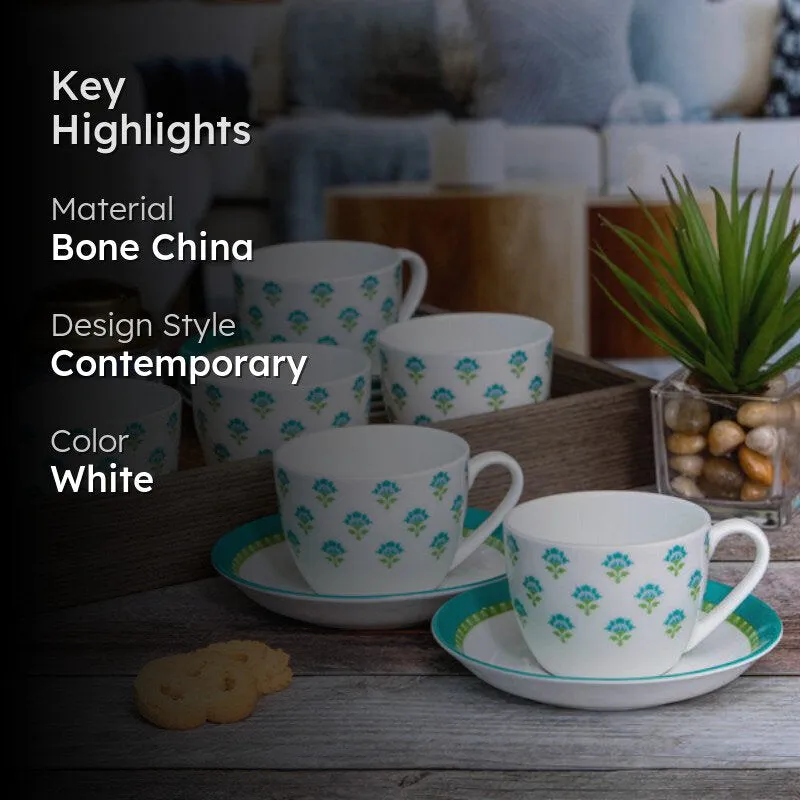 Sonaki Fleurista Cup & Saucer (180 mL Each) - Set of Six media 2