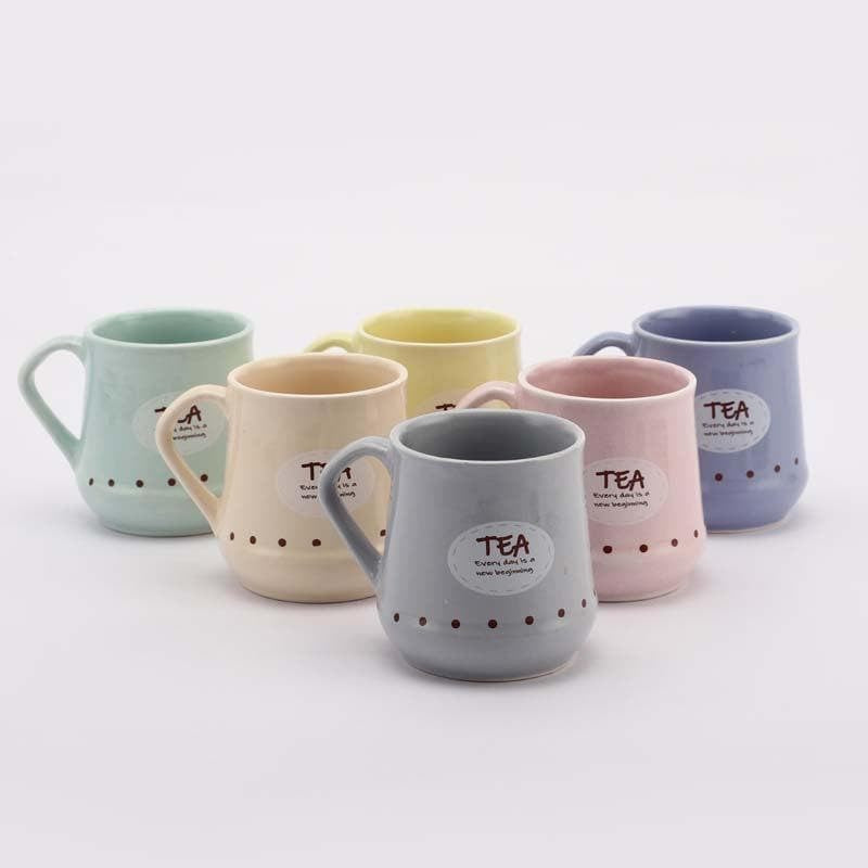 Happy Ceramic Tea Cup (190 mL Each) -  Set of Six media 5