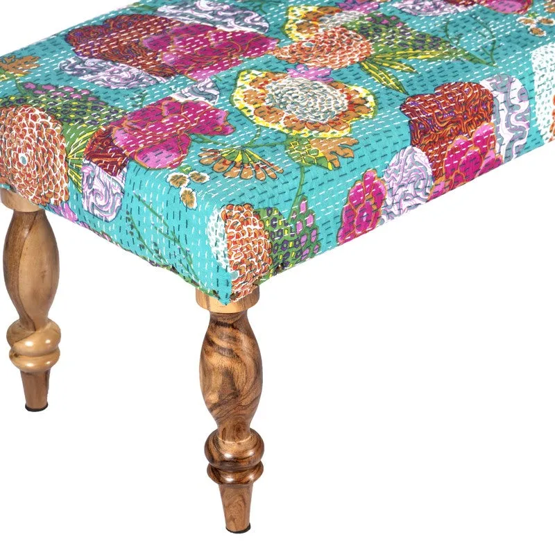 Axino Sheesham Wooden Bench with Stools (Green) - Three Piece Set media 6