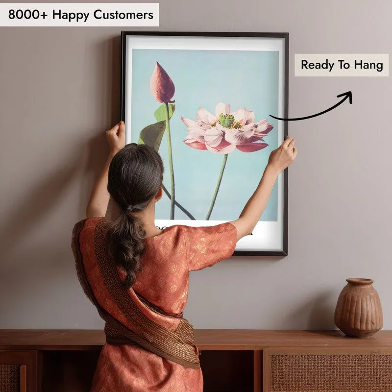 Lotus Ogawa Kazumasa Archival Canvas Wall Painting - Black Frame media 7