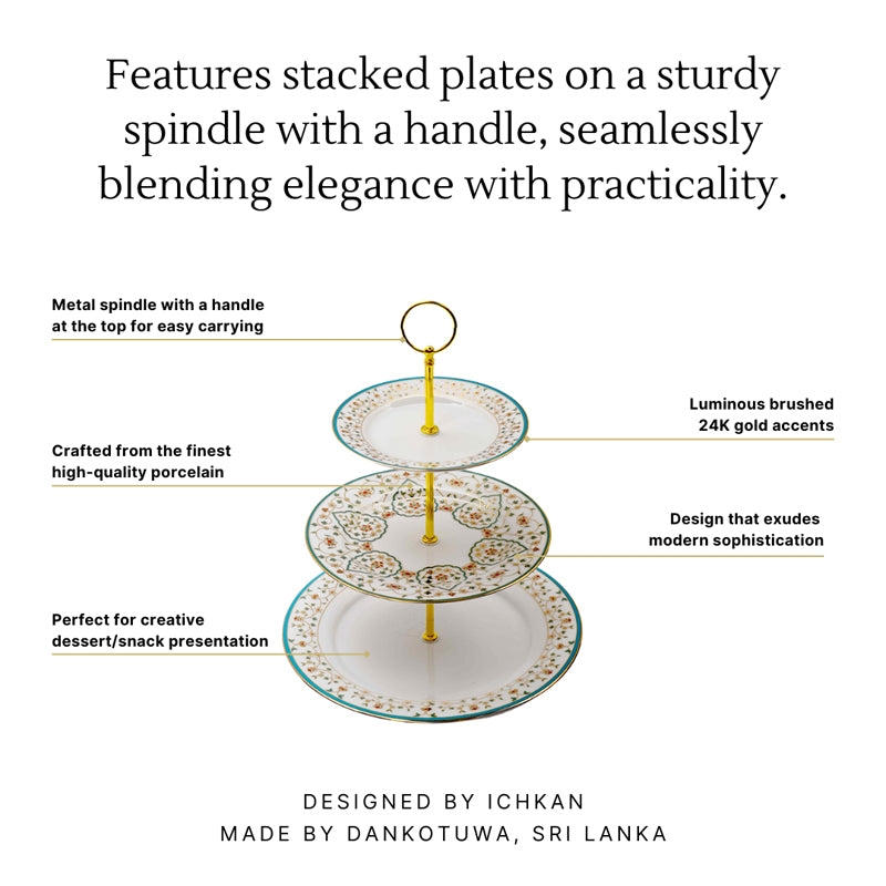 Gilded Mavi 3-Tiered Porcelain Dessert Stand image 4
