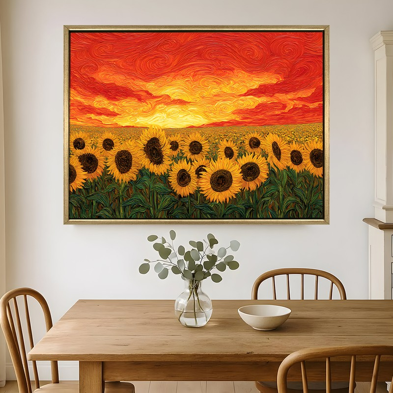 Sunflower Blaze Canvas Wall Painting With Frame