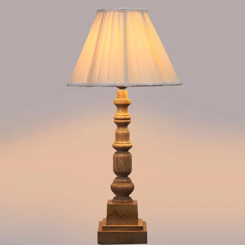 Pleatra I Arbor Wooden Table Lamp - Ivory,Brown media 4