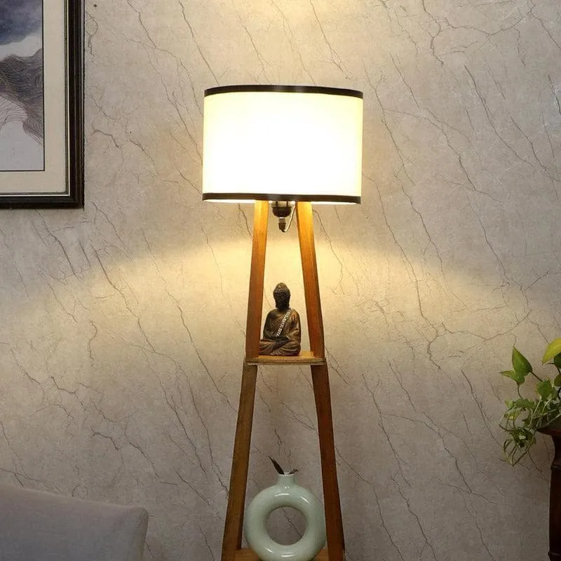Blace Netima Floor Lamp With Shelf - White media 1