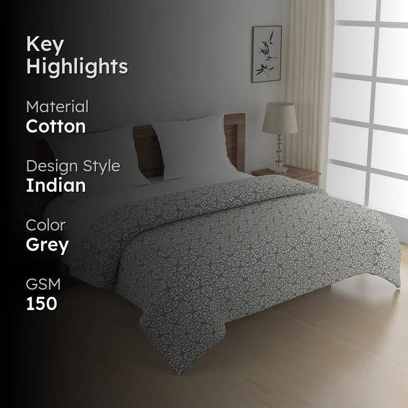 Swayam Daksha Ethnic Cotton Comforter (Grey) - 150 GSM media 2