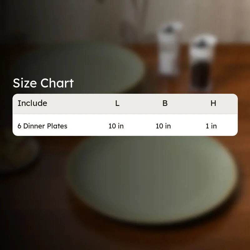 Ceramic Dinner Plates (Green) - Set of Six media 10