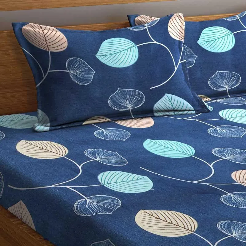 Presso Leaf Printed Microfiber Bedsheet - 130 GSM media 4