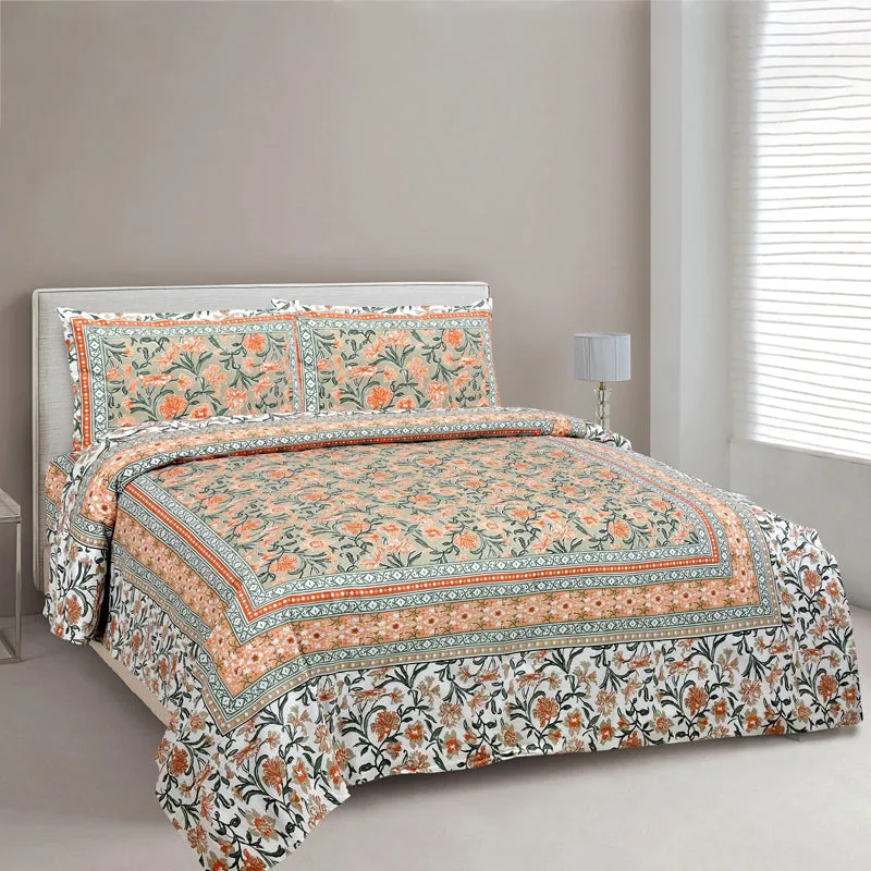 Flowerette Jaipuri Cotton Bedsheet - 144 TC media 1