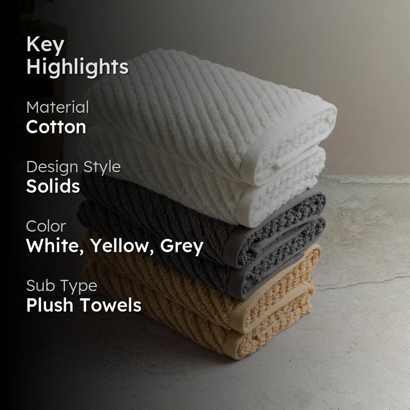 Nautica Riviera Soft Cotton Hand Towel (White, Grey & Yellow) - Set Of Six media 2