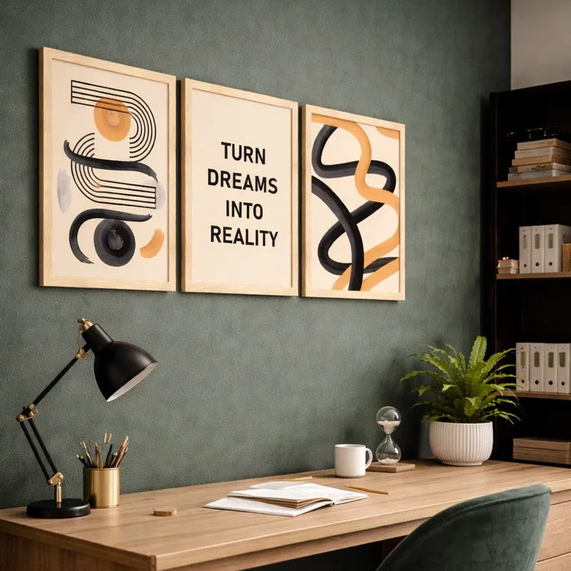 Turn Dreams Into Reality Abstract Wall Art - Set Of Three media 3