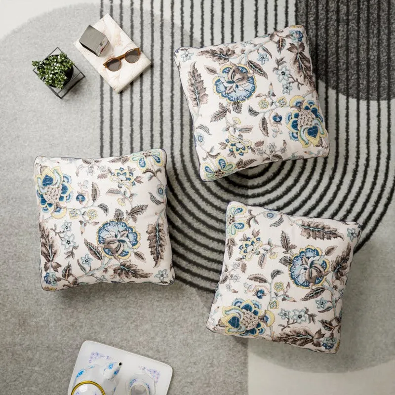 Wild Petal Cotton Cushion Covers - Set Of Three media 1