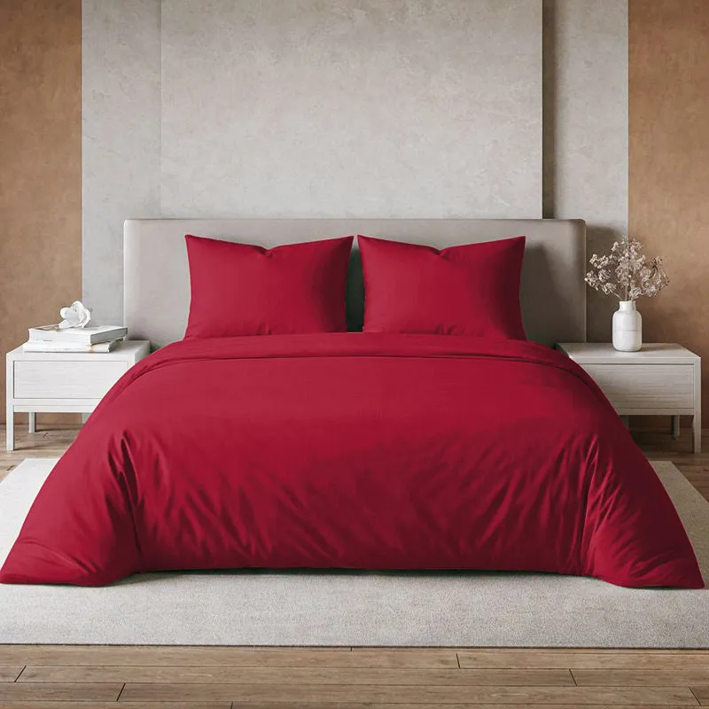 Caressence Solid Cotton Bedsheet (Red) - 300 TC media 1