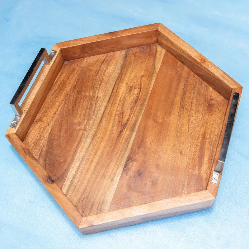 ChefServe Wood Serving Tray - Brown,Silver media 3
