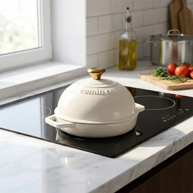 Cumin Co Enamel Cast Iron Bread Oven (White) - 1000 mL media 1