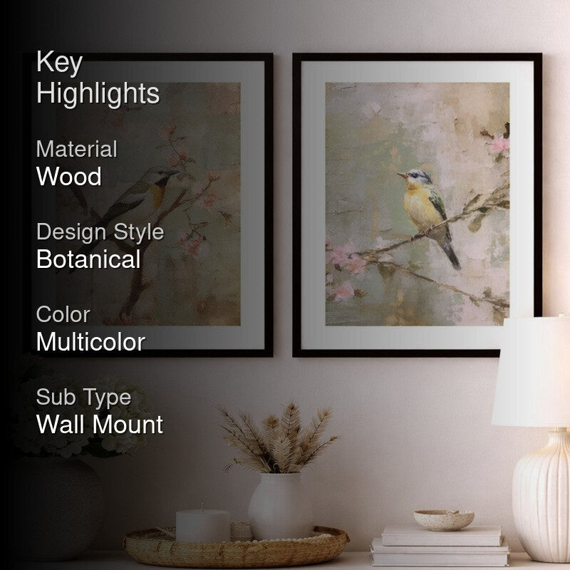 Sakura Birds Wall Art With Frame - Set Of Two media 2