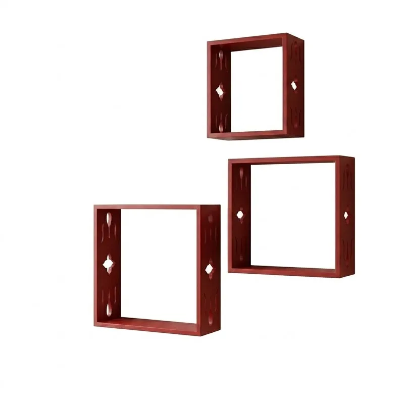 Cube Floating Wall Shelf (Red) - Set Of Three media 5