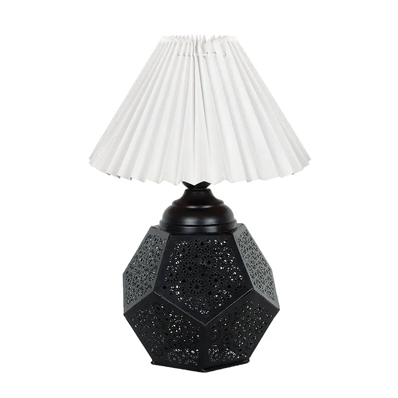 French Pleat Hex Metal Table Lamp - White,Black media 3