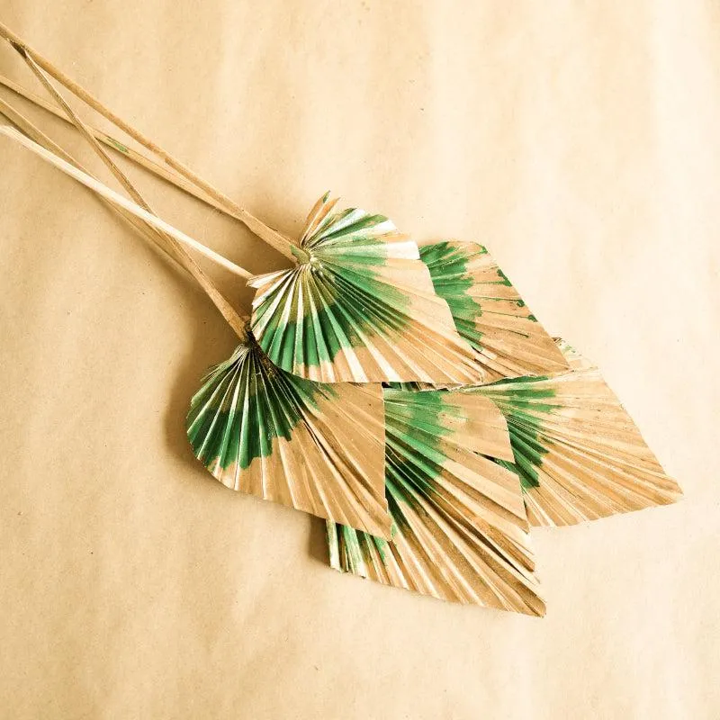 Dried Dual Tone Palm Leaf (Golden Green) - Set Of Five media 3
